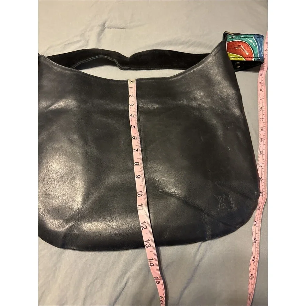 Katie Kelsi Leather Purse Black With Painted Strap Removable Cowgirl  Western - Picture 7 of 13